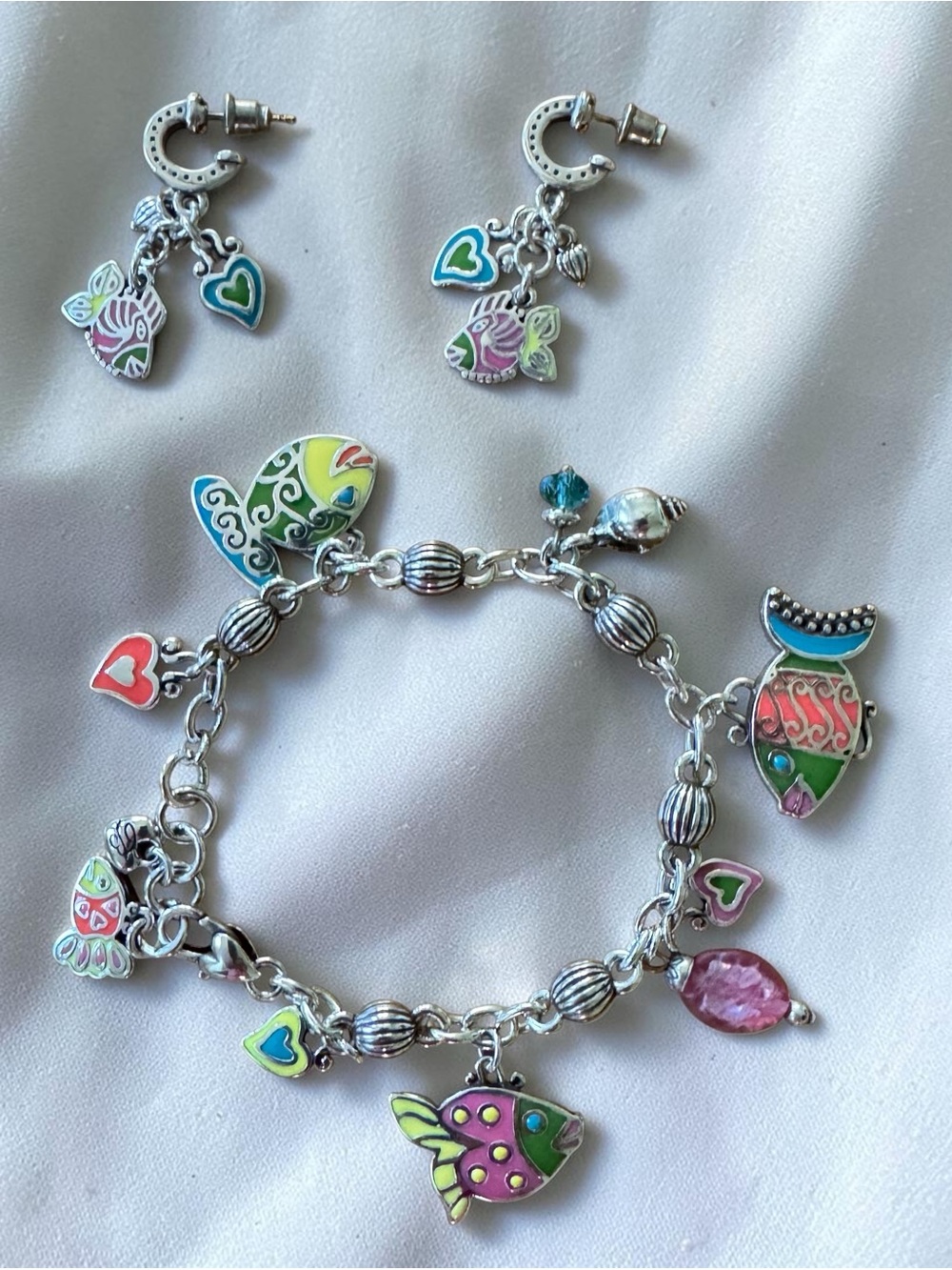 Brighton Tropical Fantasy Collection "LIL' SEA" Charm Bracelet & Earrings set